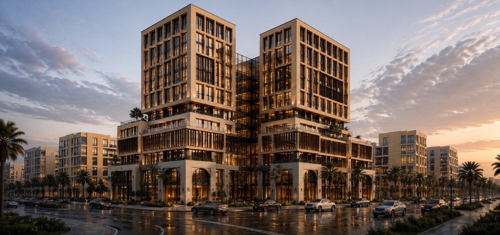 Mothallath's first development — a twin-tower mixed-use landmark in Al Madinah Al Munawwarah